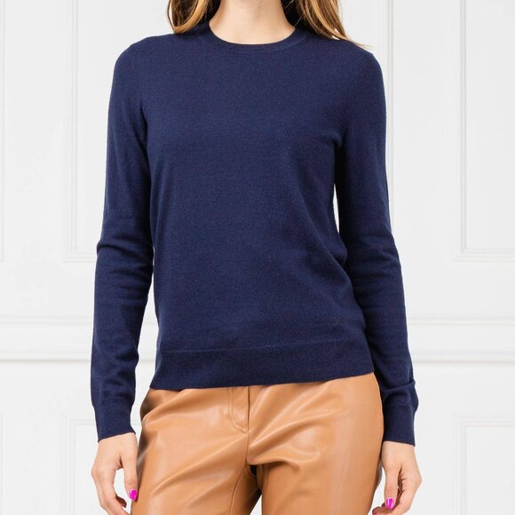 NEW $398 Tory Burch Cashmere Iberia Long Sleeve Pullover Sweater Navy Blue XS - Picture 3 of 12